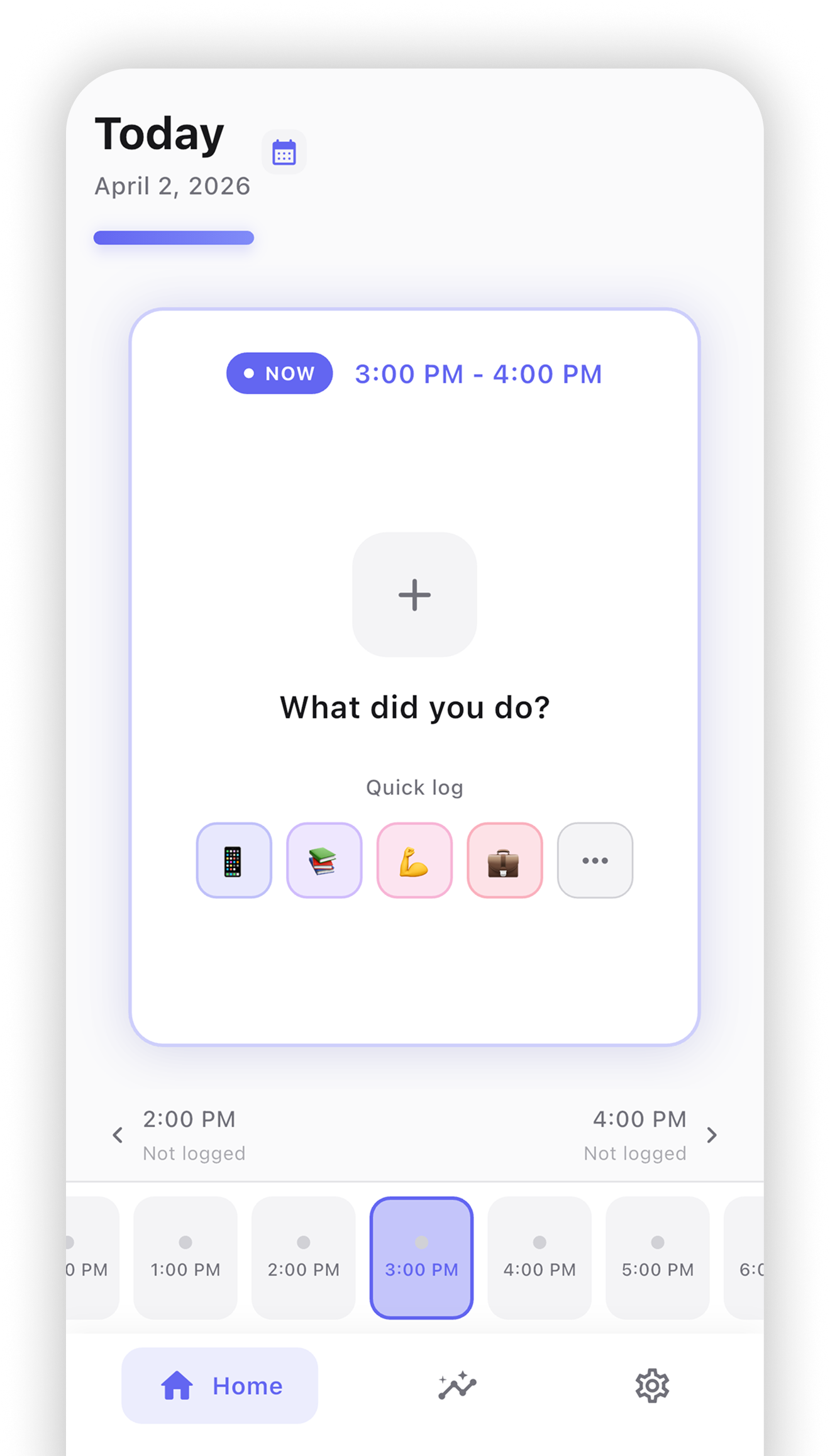 Capture your time — Hour Mark home screen