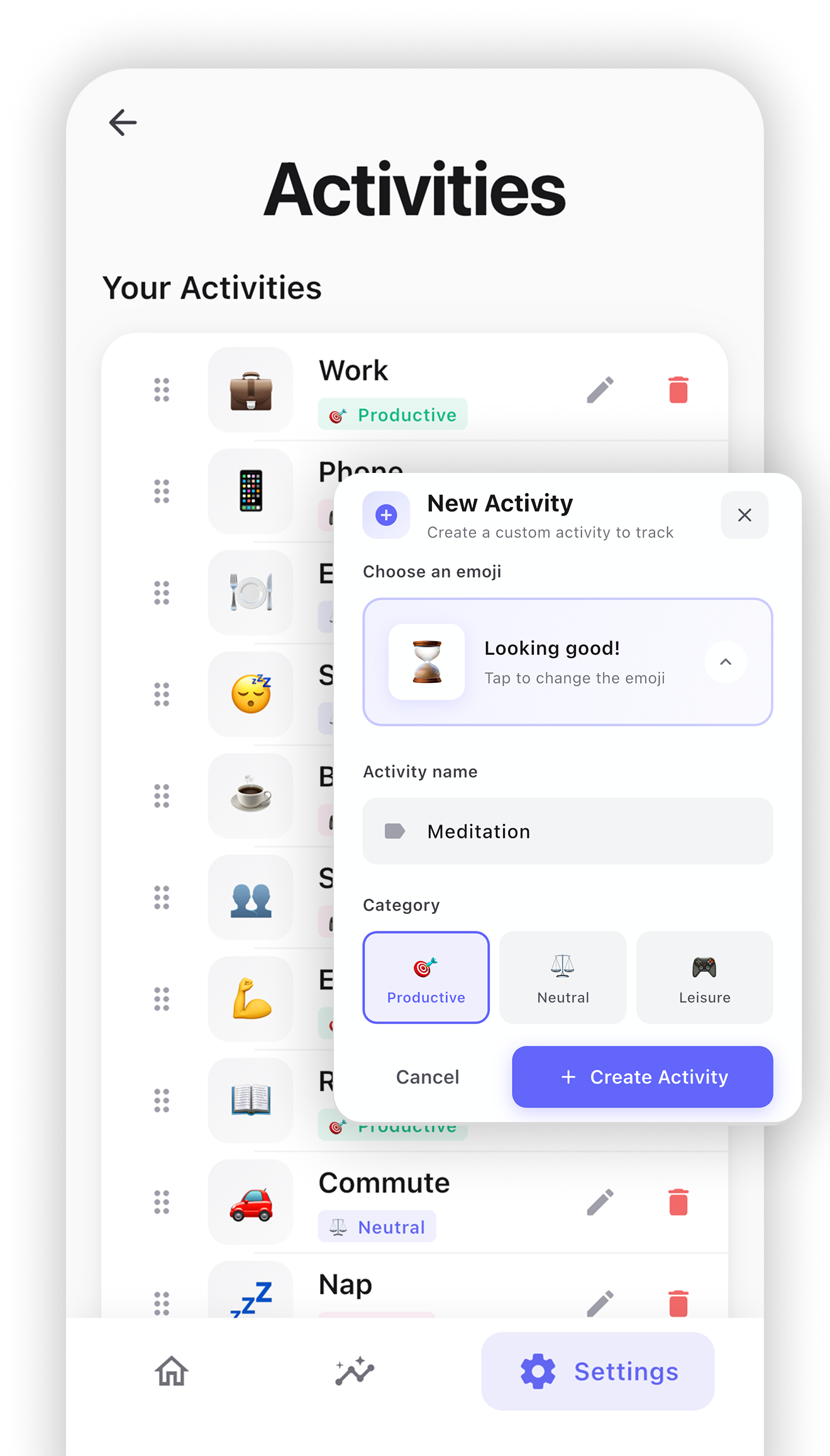 Manage your activities
